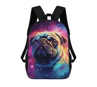sinyumoney Mochilas Escolares Infantiles Impresas En 3D 17inch Colorful Pug Galaxy Art Print Mochila De Viaje Ligera Mochila Para Libros Niños Niños Niñas Mochila Escolar