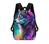 sinyumoney Mochilas Escolares Infantiles Impresas En 3D 17inch Colorful Wolf Art Print-2 Mochila De Viaje Ligera Mochila Para Libros Niños Niños Niñas Mochila Escolar