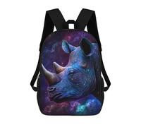 sinyumoney Mochilas Escolares Infantiles Impresas En 3D 17inch Cosmic Rhino Portrait-2 Mochila De Viaje Ligera Mochila Para Libros Niños Niños Niñas Mochila Escolar