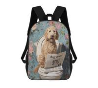 sinyumoney Mochilas Escolares Infantiles Impresas En 3D 17inch Dog on Toilet Reading Newspaper Mochila De Viaje Ligera Mochila Para Libros Niños Niños Niñas Mochila Escolar