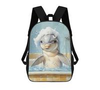 sinyumoney Mochilas Escolares Infantiles Impresas En 3D 17inch Dolphin in A Bathtub Mochila De Viaje Ligera Mochila Para Libros Niños Niños Niñas Mochila Escolar