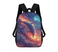 sinyumoney Mochilas Escolares Infantiles Impresas En 3D 17inch Dolphin in Space Adventure Mochila De Viaje Ligera Mochila Para Libros Niños Niños Niñas Mochila Escolar