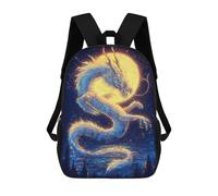 sinyumoney Mochilas Escolares Infantiles Impresas En 3D 17inch Dragon Moonlit Night Art Print Mochila De Viaje Ligera Mochila Para Libros Niños Niños Niñas Mochila Escolar