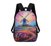 sinyumoney Mochilas Escolares Infantiles Impresas En 3D 17inch Dutch Windmill Garden Mochila De Viaje Ligera Mochila Para Libros Niños Niños Niñas Mochila Escolar