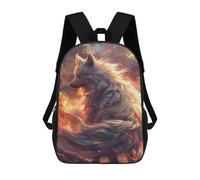 sinyumoney Mochilas Escolares Infantiles Impresas En 3D 17inch Flame Fox Fantasy Artwork Mochila De Viaje Ligera Mochila Para Libros Niños Niños Niñas Mochila Escolar