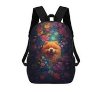 sinyumoney Mochilas Escolares Infantiles Impresas En 3D 17inch Floral Fantasy Dog Artwork Mochila De Viaje Ligera Mochila Para Libros Niños Niños Niñas Mochila Escolar