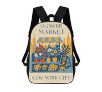 sinyumoney Mochilas Escolares Infantiles Impresas En 3D 17inch Flower Market New York City Illustration Mochila De Viaje Ligera Mochila Para Libros Niños Niños Niñas Mochila Escolar