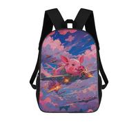sinyumoney Mochilas Escolares Infantiles Impresas En 3D 17inch Flying Pink Pig Mochila De Viaje Ligera Mochila Para Libros Niños Niños Niñas Mochila Escolar