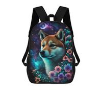 sinyumoney Mochilas Escolares Infantiles Impresas En 3D 17inch Galactic Wolf with Flowers Mochila De Viaje Ligera Mochila Para Libros Niños Niños Niñas Mochila Escolar