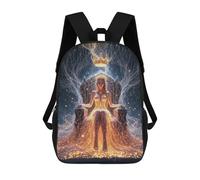 sinyumoney Mochilas Escolares Infantiles Impresas En 3D 17inch Golden Queen on Throne Mochila De Viaje Ligera Mochila Para Libros Niños Niños Niñas Mochila Escolar