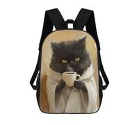 sinyumoney Mochilas Escolares Infantiles Impresas En 3D 17inch Grumpy Cat with Coffee Mug Mochila De Viaje Ligera Mochila Para Libros Niños Niños Niñas Mochila Escolar