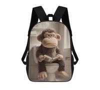 sinyumoney Mochilas Escolares Infantiles Impresas En 3D 17inch Grumpy Monkey Reading on The Toilet Mochila De Viaje Ligera Mochila Para Libros Niños Niños Niñas Mochila Escolar