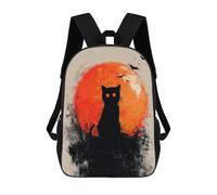 sinyumoney Mochilas Escolares Infantiles Impresas En 3D 17inch Halloween Black Cat Moon Art Print Mochila De Viaje Ligera Mochila Para Libros Niños Niños Niñas Mochila Escolar