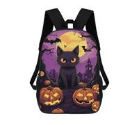 sinyumoney Mochilas Escolares Infantiles Impresas En 3D 17inch Halloween Black Cat Scene Mochila De Viaje Ligera Mochila Para Libros Niños Niños Niñas Mochila Escolar