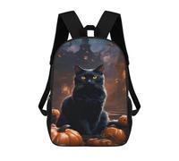 sinyumoney Mochilas Escolares Infantiles Impresas En 3D 17inch Halloween Black Cat with Pumpkins-8 Mochila De Viaje Ligera Mochila Para Libros Niños Niños Niñas Mochila Escolar