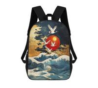 sinyumoney Mochilas Escolares Infantiles Impresas En 3D 17inch Japanese Crane Sunset Painting-1 Mochila De Viaje Ligera Mochila Para Libros Niños Niños Niñas Mochila Escolar