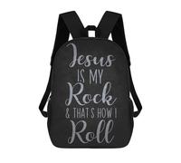 sinyumoney Mochilas Escolares Infantiles Impresas En 3D 17inch Jesus Is My Rock, Thats How I Roll Mochila De Viaje Ligera Mochila Para Libros Niños Niños Niñas Mochila Escolar