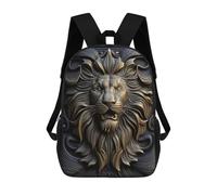 sinyumoney Mochilas Escolares Infantiles Impresas En 3D 17inch Lion Gold Relief Deco Mochila De Viaje Ligera Mochila Para Libros Niños Niños Niñas Mochila Escolar