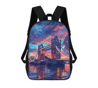 sinyumoney Mochilas Escolares Infantiles Impresas En 3D 17inch London Bridge Sunset Mochila De Viaje Ligera Mochila Para Libros Niños Niños Niñas Mochila Escolar