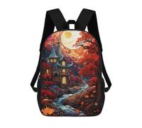 sinyumoney Mochilas Escolares Infantiles Impresas En 3D 17inch Magical Autumn Castle Scene Mochila De Viaje Ligera Mochila Para Libros Niños Niños Niñas Mochila Escolar
