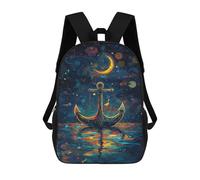 sinyumoney Mochilas Escolares Infantiles Impresas En 3D 17inch Magical Night Anchor Art Print -1 Mochila De Viaje Ligera Mochila Para Libros Niños Niños Niñas Mochila Escolar