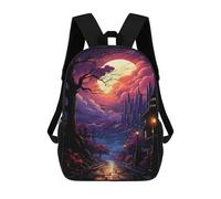 sinyumoney Mochilas Escolares Infantiles Impresas En 3D 17inch Magical Night Cityscape Mochila De Viaje Ligera Mochila Para Libros Niños Niños Niñas Mochila Escolar