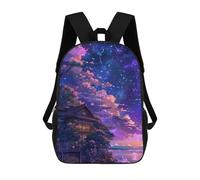 sinyumoney Mochilas Escolares Infantiles Impresas En 3D 17inch Magical Night Sky with Traditional House Mochila De Viaje Ligera Mochila Para Libros Niños Niños Niñas Mochila Escolar