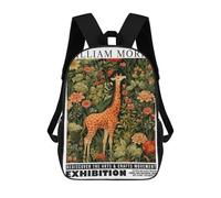 sinyumoney Mochilas Escolares Infantiles Impresas En 3D 17inch Morris Giraffe Floral Exhibition Mochila De Viaje Ligera Mochila Para Libros Niños Niños Niñas Mochila Escolar