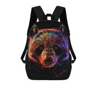 sinyumoney Mochilas Escolares Infantiles Impresas En 3D 17inch Neon Bear Face Art Print Mochila De Viaje Ligera Mochila Para Libros Niños Niños Niñas Mochila Escolar