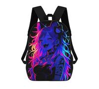 sinyumoney Mochilas Escolares Infantiles Impresas En 3D 17inch Neon Catgirl with Hello Kitty Bow Mochila De Viaje Ligera Mochila Para Libros Niños Niños Niñas Mochila Escolar