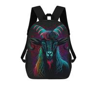 sinyumoney Mochilas Escolares Infantiles Impresas En 3D 17inch Neon Horned Goat Art Print Mochila De Viaje Ligera Mochila Para Libros Niños Niños Niñas Mochila Escolar