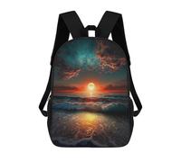 sinyumoney Mochilas Escolares Infantiles Impresas En 3D 17inch Ocean Sunset Waves-1 Mochila De Viaje Ligera Mochila Para Libros Niños Niños Niñas Mochila Escolar