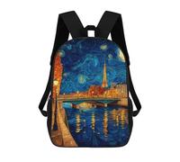 sinyumoney Mochilas Escolares Infantiles Impresas En 3D 17inch Parisian Night Sky Art -1 Mochila De Viaje Ligera Mochila Para Libros Niños Niños Niñas Mochila Escolar
