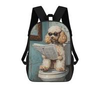sinyumoney Mochilas Escolares Infantiles Impresas En 3D 17inch Poodle Reading Newspaper on Toilet-7 Mochila De Viaje Ligera Mochila Para Libros Niños Niños Niñas Mochila Escolar
