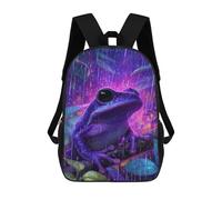 sinyumoney Mochilas Escolares Infantiles Impresas En 3D 17inch Purple Rain Frog Art Print Mochila De Viaje Ligera Mochila Para Libros Niños Niños Niñas Mochila Escolar