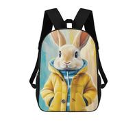 sinyumoney Mochilas Escolares Infantiles Impresas En 3D 17inch Rabbit in Yellow Coat Mochila De Viaje Ligera Mochila Para Libros Niños Niños Niñas Mochila Escolar