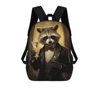 sinyumoney Mochilas Escolares Infantiles Impresas En 3D 17inch Raccoon in Tuxedo Mochila De Viaje Ligera Mochila Para Libros Niños Niños Niñas Mochila Escolar