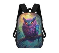 sinyumoney Mochilas Escolares Infantiles Impresas En 3D 17inch Rainbow Owl Forest Mochila De Viaje Ligera Mochila Para Libros Niños Niños Niñas Mochila Escolar