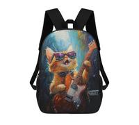 sinyumoney Mochilas Escolares Infantiles Impresas En 3D 17inch Rock Star Kitten Guitarist Mochila De Viaje Ligera Mochila Para Libros Niños Niños Niñas Mochila Escolar