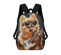 sinyumoney Mochilas Escolares Infantiles Impresas En 3D 17inch Rock Star Pomeranian Mochila De Viaje Ligera Mochila Para Libros Niños Niños Niñas Mochila Escolar