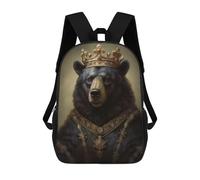 sinyumoney Mochilas Escolares Infantiles Impresas En 3D 17inch Royal Bear Portrait Artwork Mochila De Viaje Ligera Mochila Para Libros Niños Niños Niñas Mochila Escolar