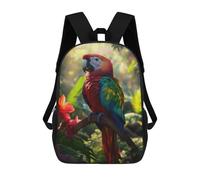 sinyumoney Mochilas Escolares Infantiles Impresas En 3D 17inch Scarlet Macaw Parrot in Jungle Mochila De Viaje Ligera Mochila Para Libros Niños Niños Niñas Mochila Escolar