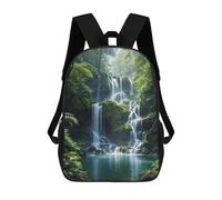 sinyumoney Mochilas Escolares Infantiles Impresas En 3D 17inch Serene Waterfall in Lush Forest Mochila De Viaje Ligera Mochila Para Libros Niños Niños Niñas Mochila Escolar