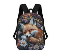 sinyumoney Mochilas Escolares Infantiles Impresas En 3D 17inch Sleeping Fox in Flowers-1 Mochila De Viaje Ligera Mochila Para Libros Niños Niños Niñas Mochila Escolar