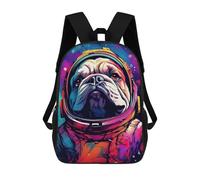 sinyumoney Mochilas Escolares Infantiles Impresas En 3D 17inch Space Pug Adventure-1 Mochila De Viaje Ligera Mochila Para Libros Niños Niños Niñas Mochila Escolar