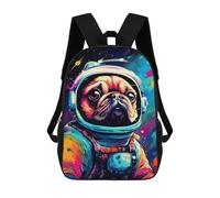 sinyumoney Mochilas Escolares Infantiles Impresas En 3D 17inch Space Pug Adventure Mochila De Viaje Ligera Mochila Para Libros Niños Niños Niñas Mochila Escolar