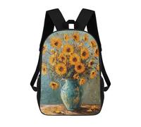 sinyumoney Mochilas Escolares Infantiles Impresas En 3D 17inch Sunflower Bouquet in Blue Vase Mochila De Viaje Ligera Mochila Para Libros Niños Niños Niñas Mochila Escolar