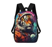 sinyumoney Mochilas Escolares Infantiles Impresas En 3D 17inch Tiger Astronaut in Space-2 Mochila De Viaje Ligera Mochila Para Libros Niños Niños Niñas Mochila Escolar