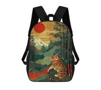 sinyumoney Mochilas Escolares Infantiles Impresas En 3D 17inch Tiger Bamboo Forest Sunset-2 Mochila De Viaje Ligera Mochila Para Libros Niños Niños Niñas Mochila Escolar