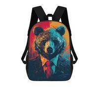 sinyumoney Mochilas Escolares Infantiles Impresas En 3D 17inch Urban Bear Boss Mochila De Viaje Ligera Mochila Para Libros Niños Niños Niñas Mochila Escolar